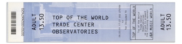 World Trade Center 2001 Observatory Ticket -- From 3 Weeks Before 9/11